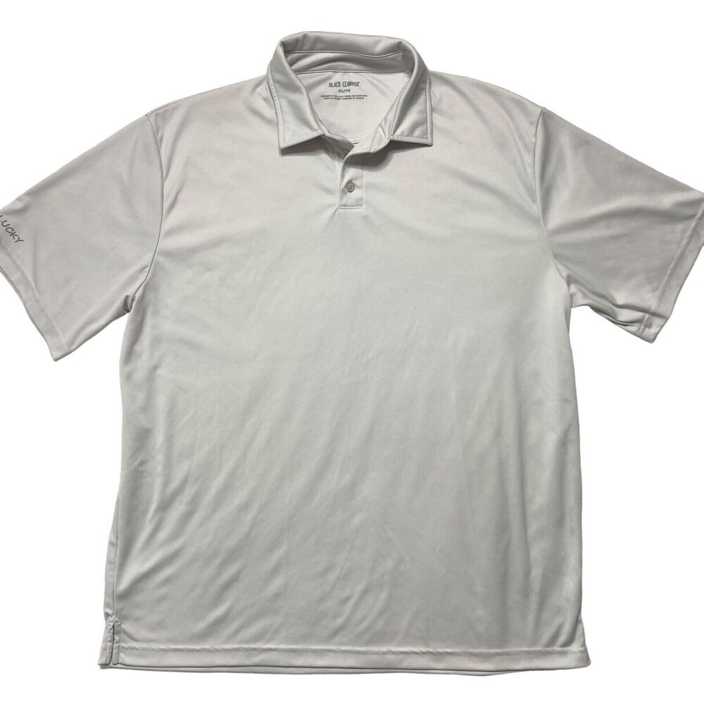 BLACK CLOVER Live Lucky Pale Gray Golf Polo Shirt SIze XL Mens Logo - Picture 1 of 8